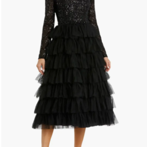 Mac Duggal Sequined Layered Tulle A-Line Cocktail Dress