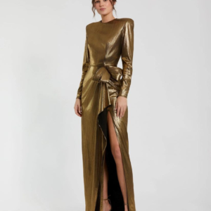 Mac Duggal Metallic Gown With Bow