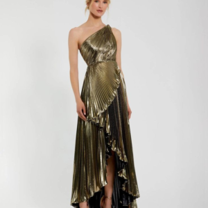 Mac Duggal Pleated Metallic Gown