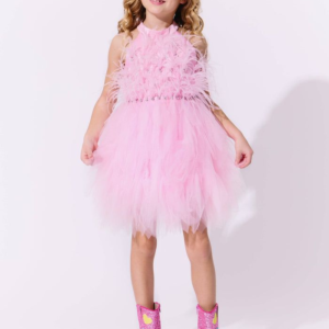 Lola + The Boys Pink Feather Dress