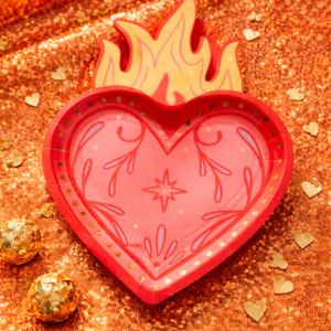 Flaming Hearts Plates