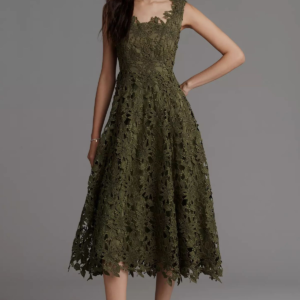 Mag Duggal Lace Cutwork Midi Dress