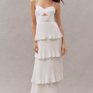 Anthropologie Pleated Tiered Maxi Dress