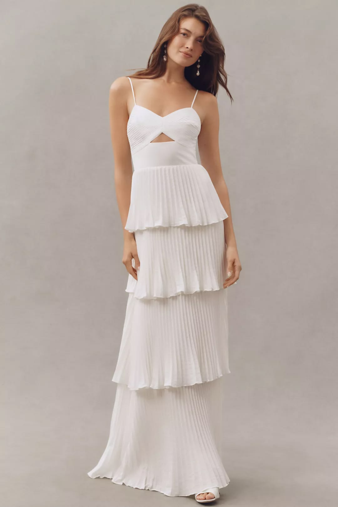 Anthropologie Pleated Tiered Maxi Dress