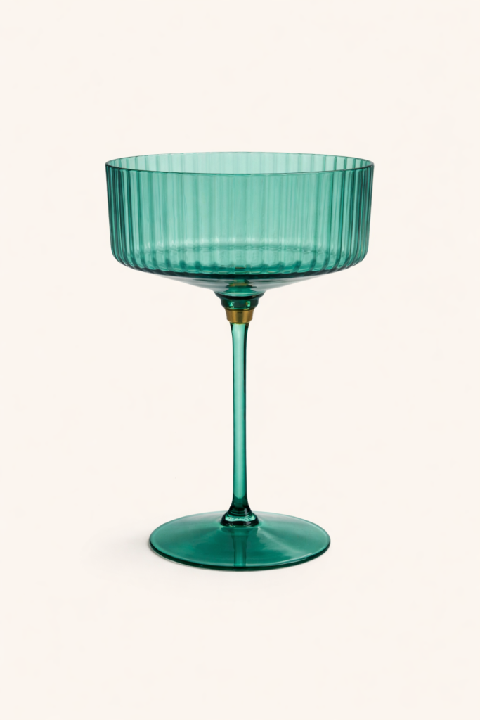 Plastic Vintage Ribbed Coupe Glasses