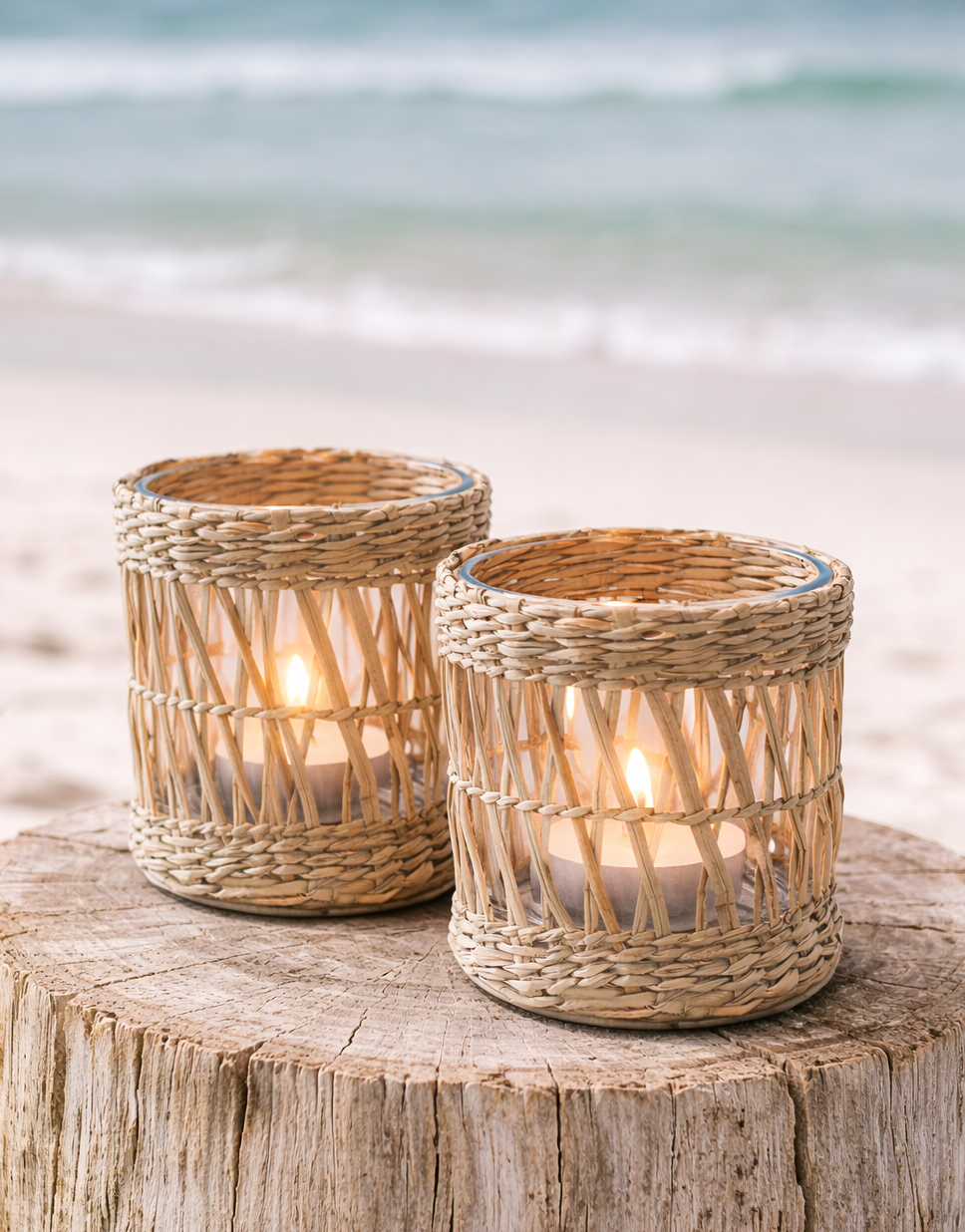 Rattan Woven Candle Holders