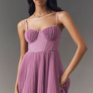 Anthropologie Pleated Tulle Fit & Flare Midi Dress