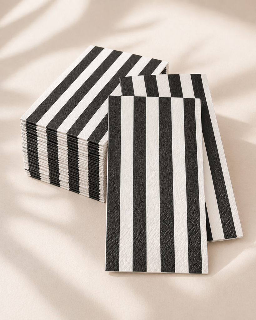 Black and White Striped Paper Napkins