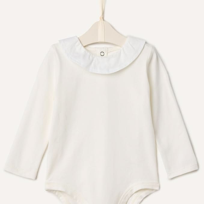 Long Sleeve Cotton Ruffle Collar Bodysuit